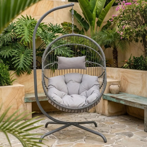 Grey rattan hanging - grey,