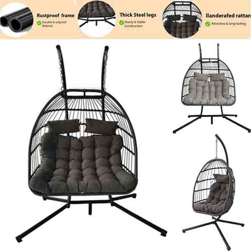 Double hanging egg chair with - hanging,